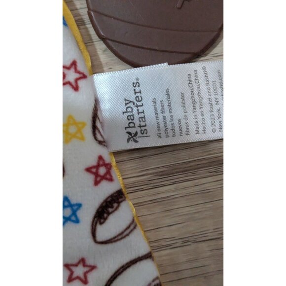 Baby Starters Plush Bear Lovey Football  Star Print Satin Back knotted Rattle - Picture 7 of 7